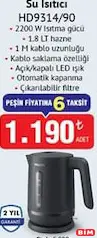 PHİLİPS SU ISITICI KETTLE HD9314/90 fiyat ve kampanya bilgisi